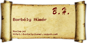 Borbély Hümér névjegykártya